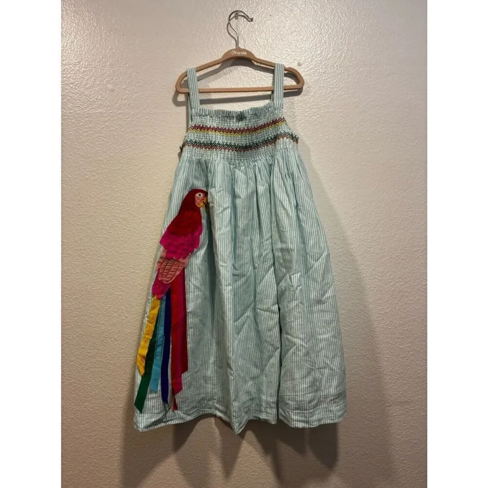 Mini Boden Light Blue Parrot Applique Sundress
